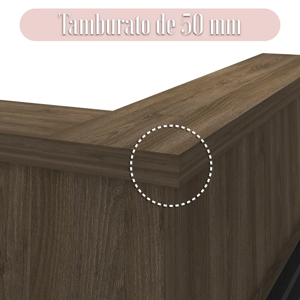 Balcão de Atendimento em L Tamburato A06 Marrom/Preto - Mpozenato