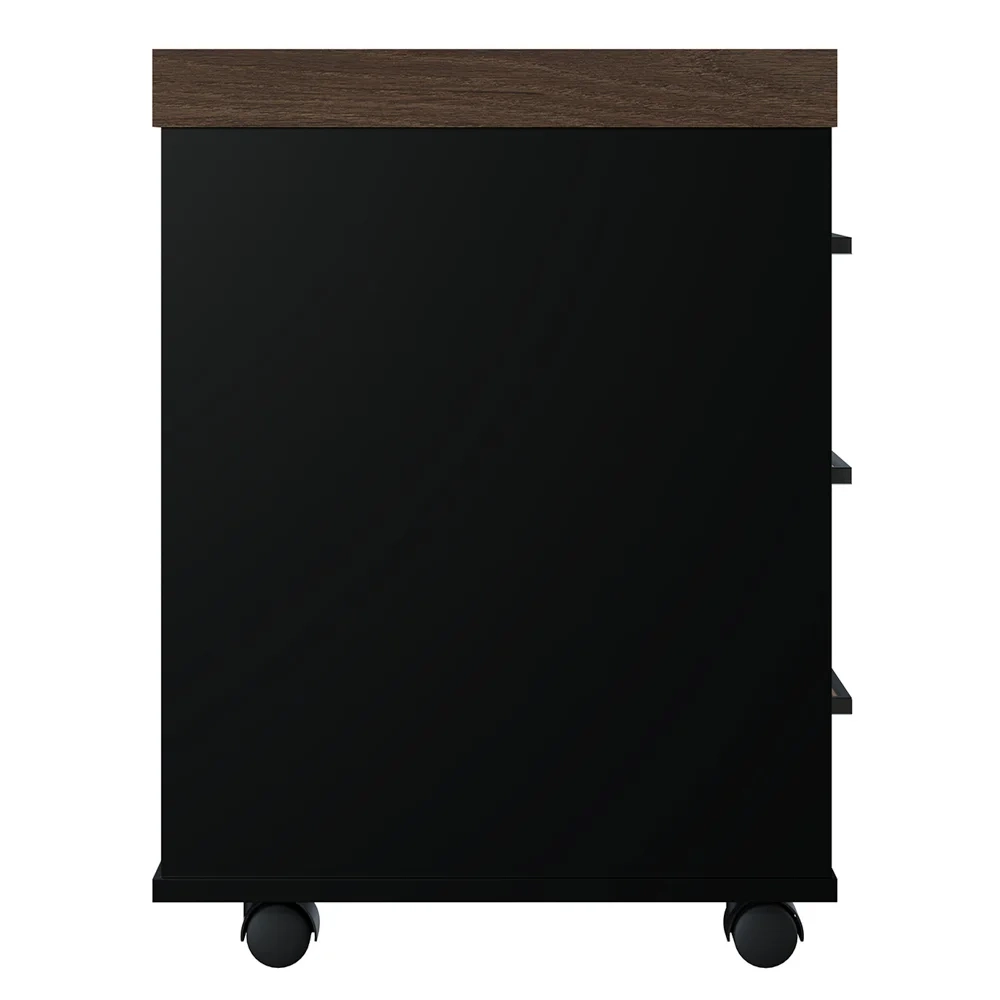 Gaveteiro de Escritório com Rodízios 3 Gavetas Tamburato Executiva A06 Marrom/Preto - Mpozenato