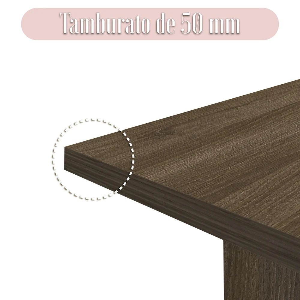 Mesa de Reunião 204cm Tamburato Executiva A06 Marrom/Preto - Mpozenato