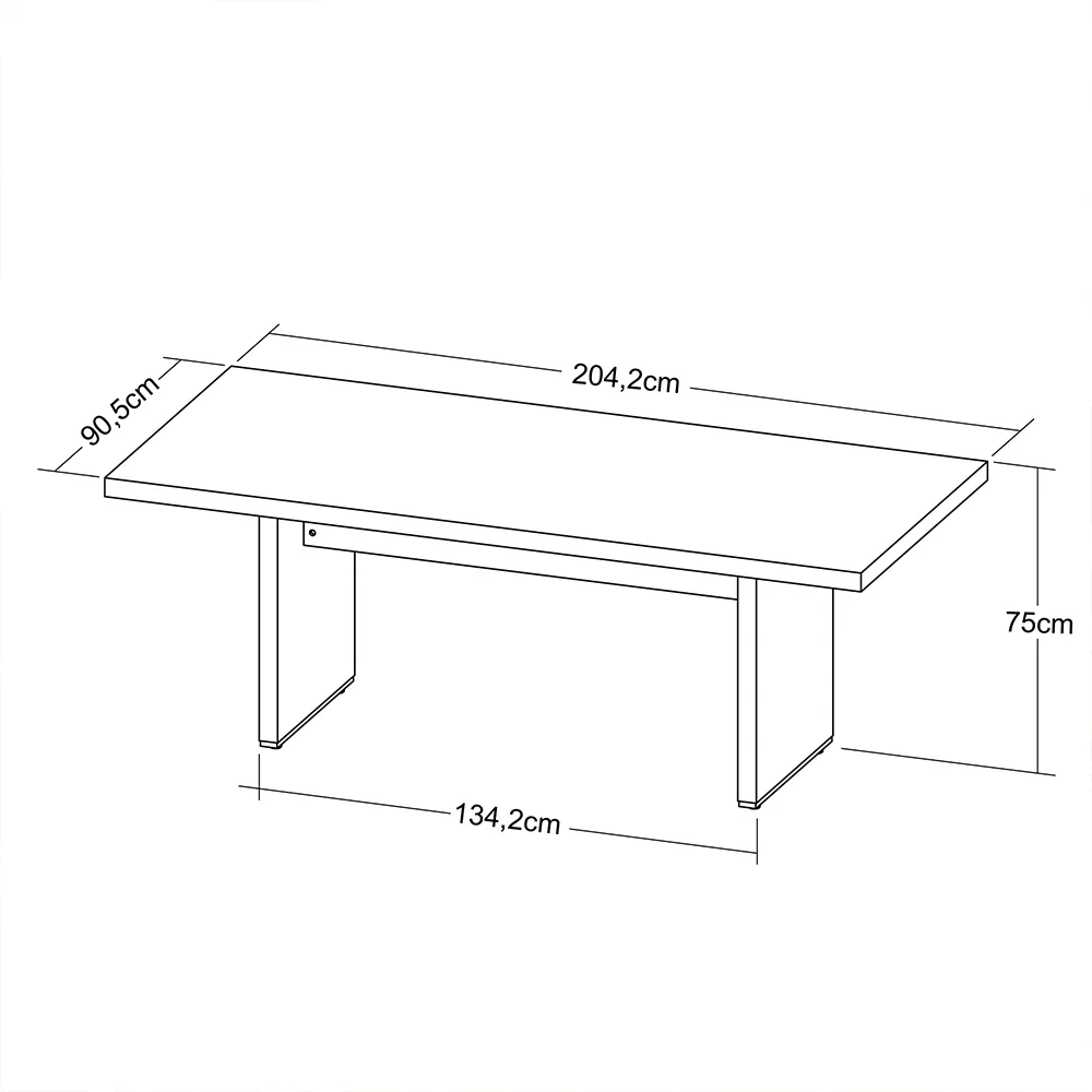 Mesa de Reunião 204cm Tamburato Executiva A06 Marrom/Preto - Mpozenato