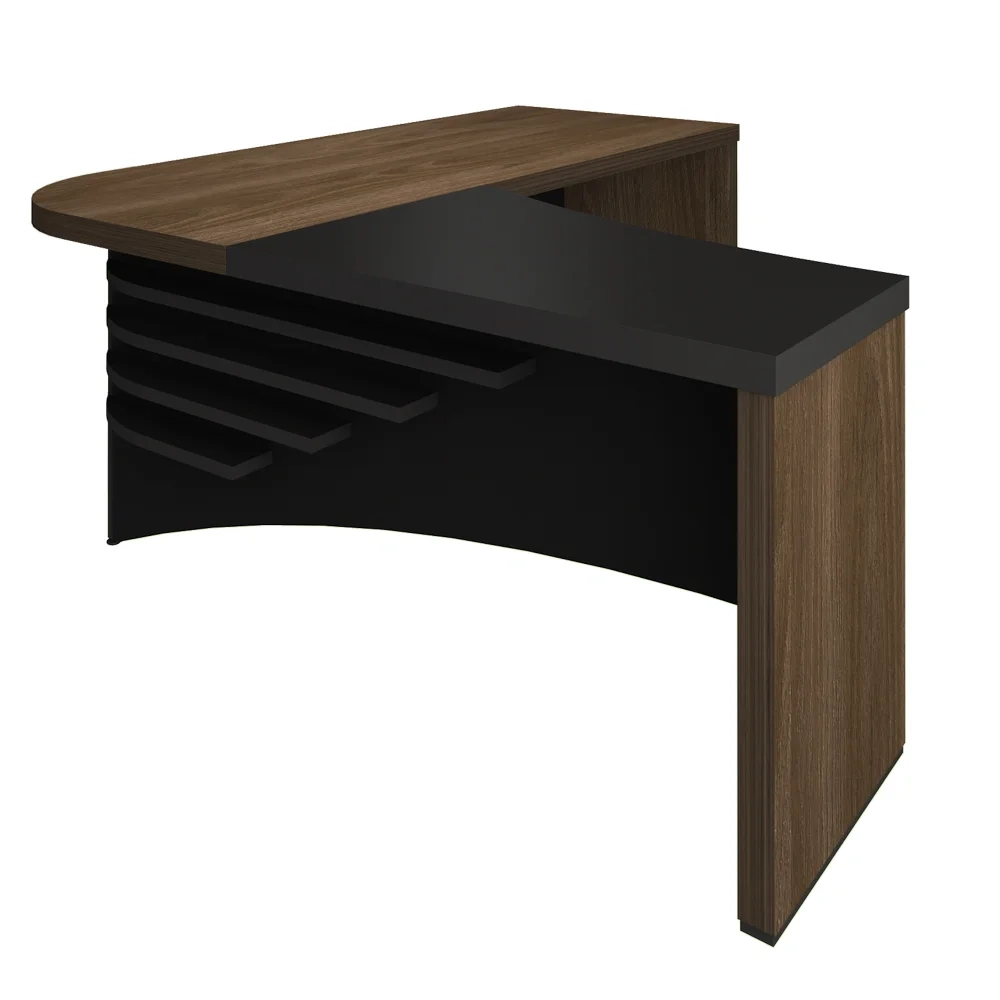 Mesa Escritório em L 200cm Lado Esquerdo A06 Marrom/Preto - Mpozenato