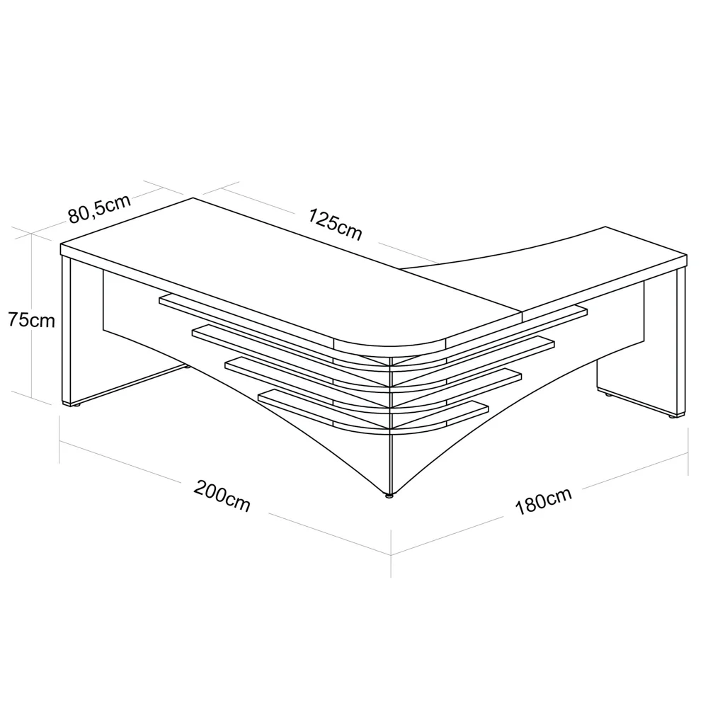 Mesa Escritório em L 200cm Lado Esquerdo A06 Marrom/Preto - Mpozenato