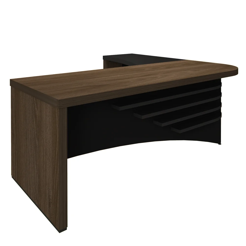 Mesa Escritório em L 200cm Lado Esquerdo A06 Marrom/Preto - Mpozenato