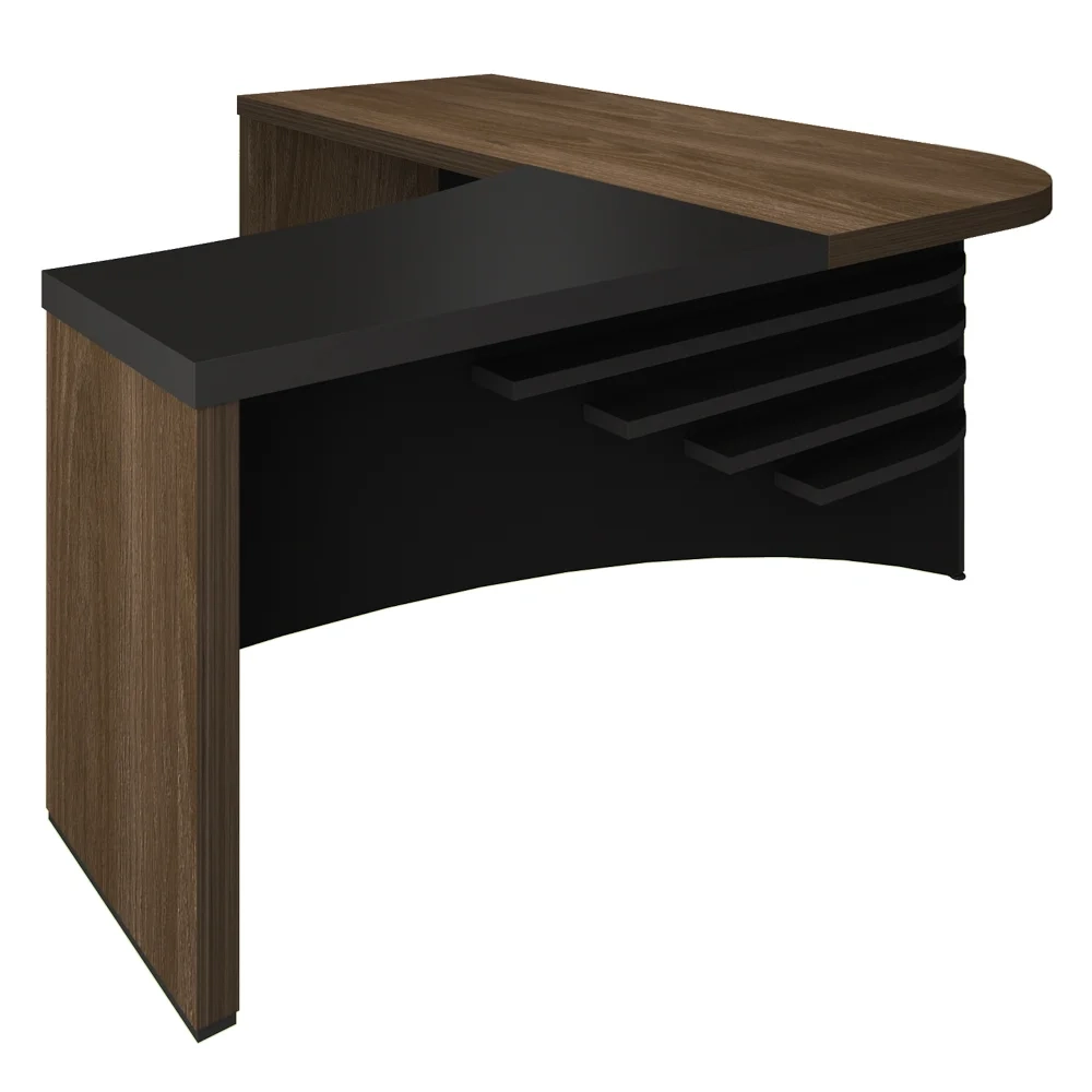 Mesa Escritório em L 200cm Lado Direito A06 Marrom/Preto - Mpozenato