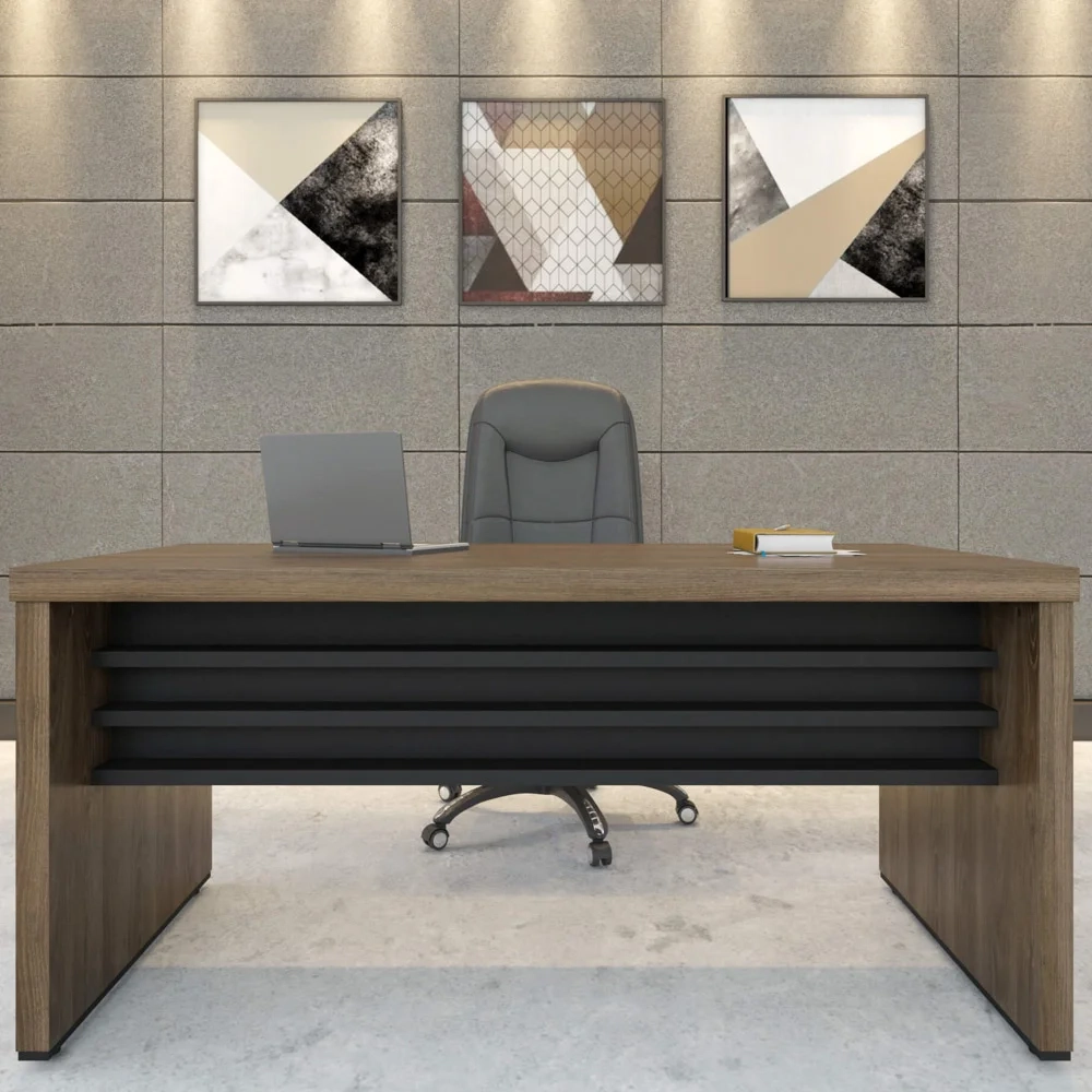 Mesa para Escritório 158cm Tamburato Executiva A06 Marrom/Preto - Mpozenato