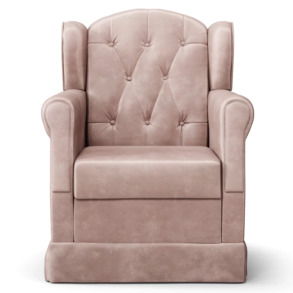 Poltrona de Amamentação Fixa com Puff Lucy Z39 Veludo Rosê - Mpozenato