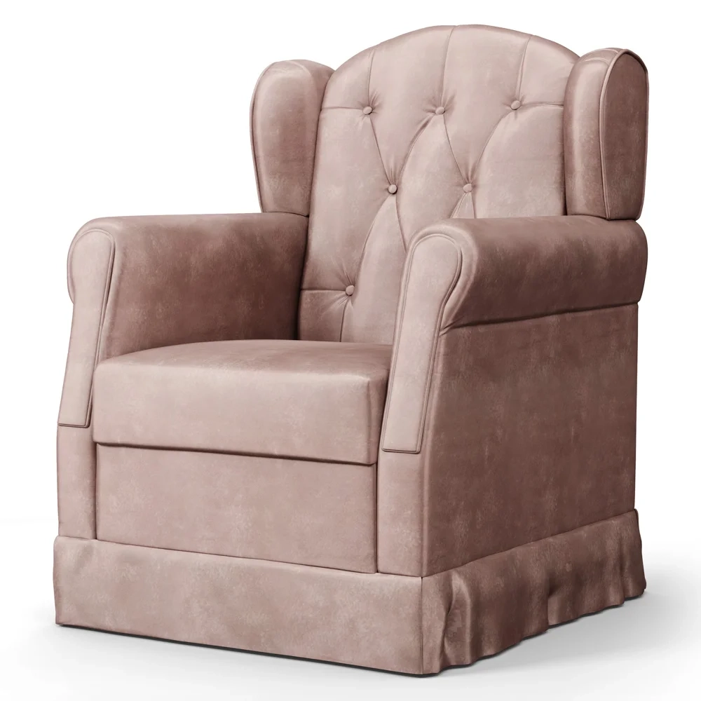 Poltrona de Amamentação Fixa com Puff Lucy Z39 Veludo Rosê - Mpozenato