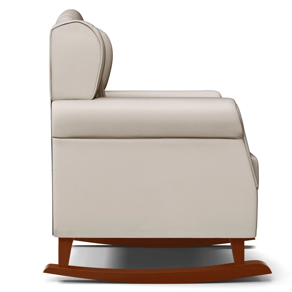 Poltrona de Amamentação Base Madeira Balanço Lucy Z39 Sintético Bege - Mpozenato