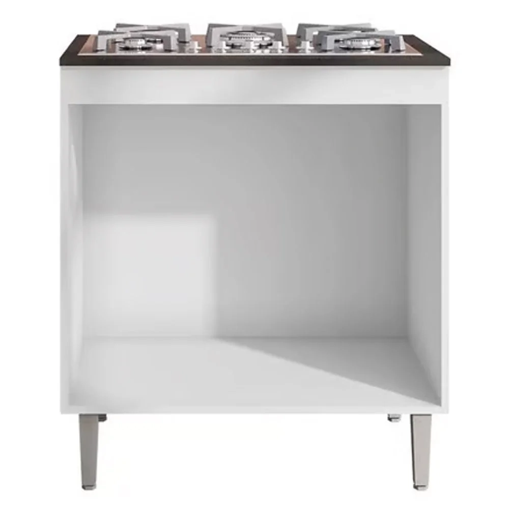 Balcão Com Tampo para Cooktop 5 bocas 2 Portas Andréia Branco - AJL Móveis