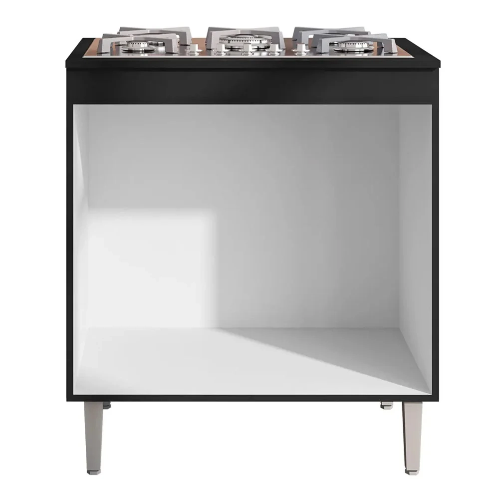 Balcão Com Tampo para Cooktop 5 bocas 2 Portas Andréia Preto - AJL Móveis