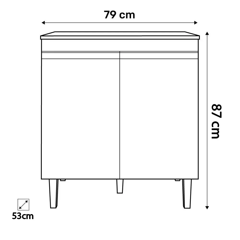 Balcão Com Tampo para Cooktop 5 bocas 2 Portas Andréia Preto - AJL Móveis