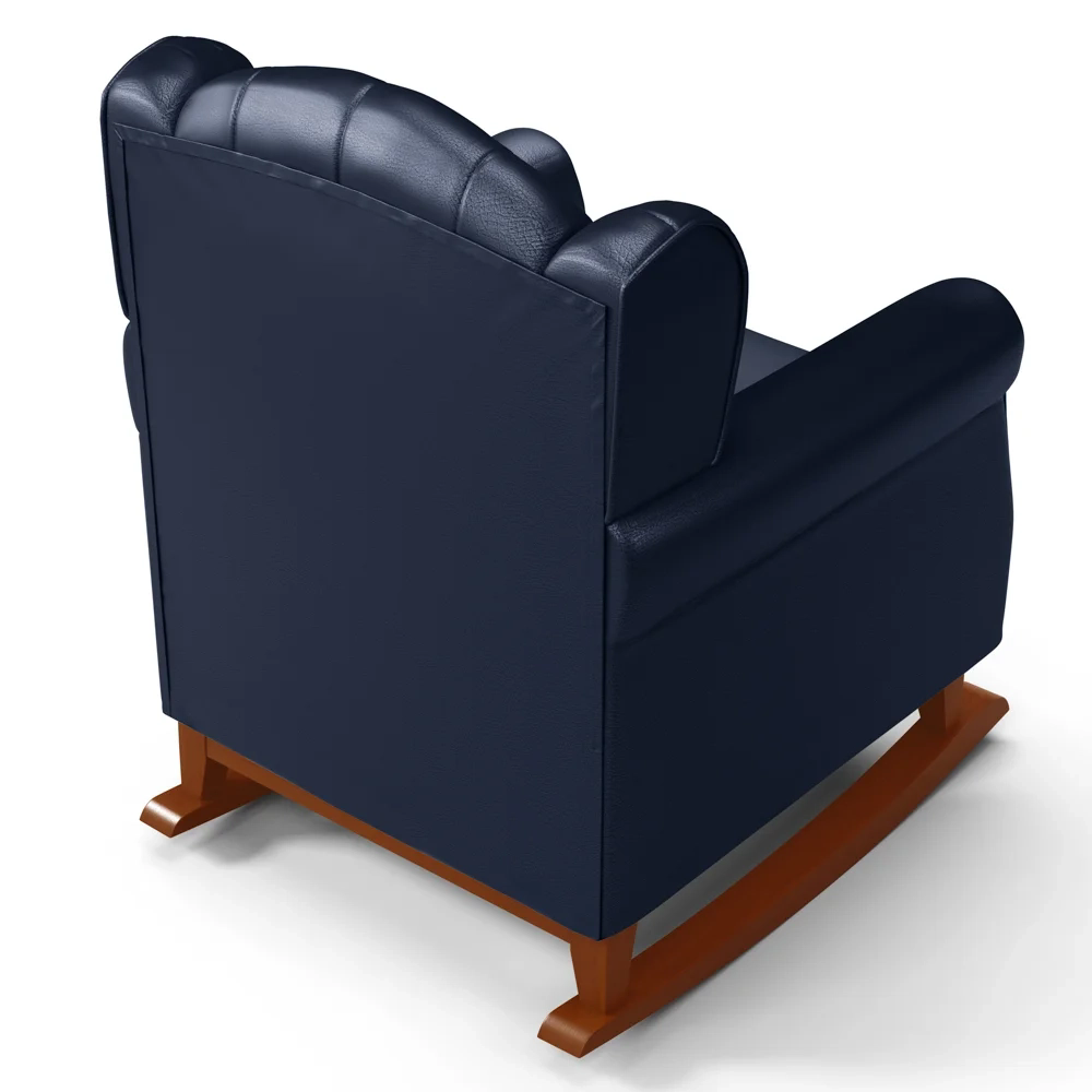 Poltrona de Amamentação Base Madeira Balanço Lucy Z39 Sintético Azul Marinho - Mpozenato