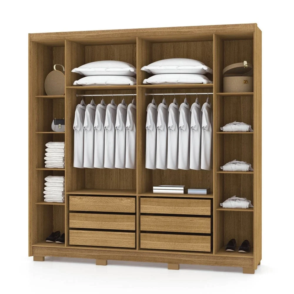 Guarda Roupa Casal 6 Portas 6 Gavetas 223cm Luko V02 Nature/Alasca - Mpozenato