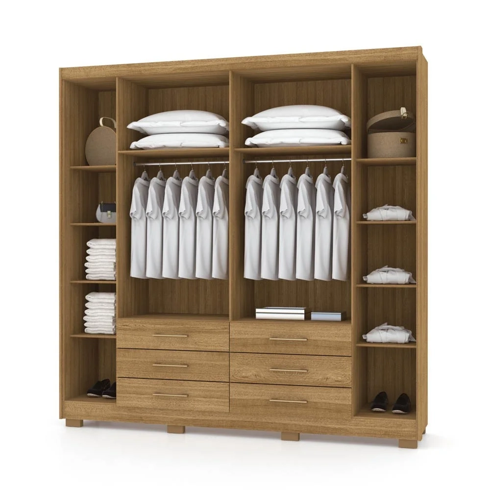 Guarda Roupa Casal 6 Portas 6 Gavetas 223cm Quebec V02 Nature/Brisa - Mpozenato