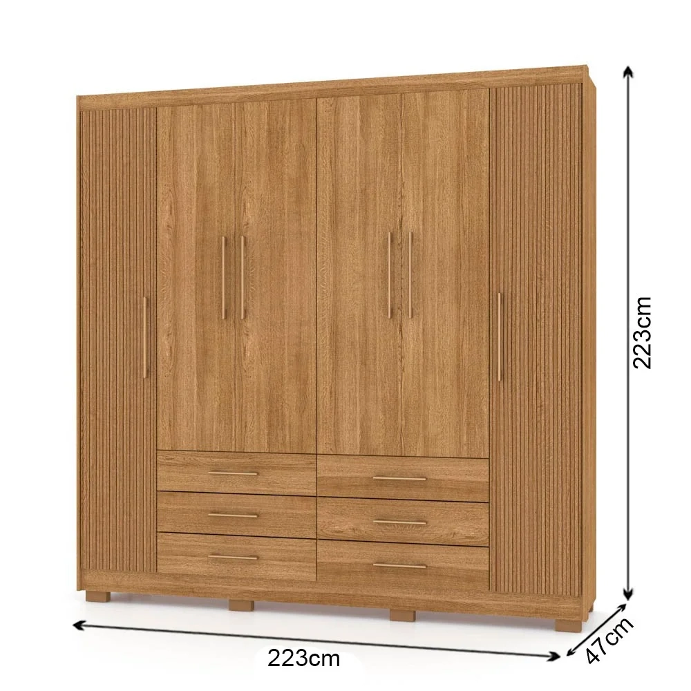 Guarda Roupa Casal 6 Portas 6 Gavetas 223cm Quebec V02 Nature/Brisa - Mpozenato
