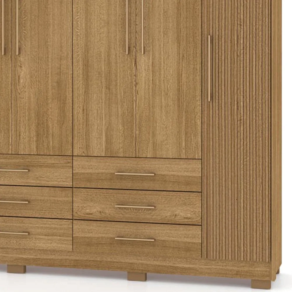 Guarda Roupa Casal 6 Portas 6 Gavetas 223cm Quebec V02 Nature/Brisa - Mpozenato
