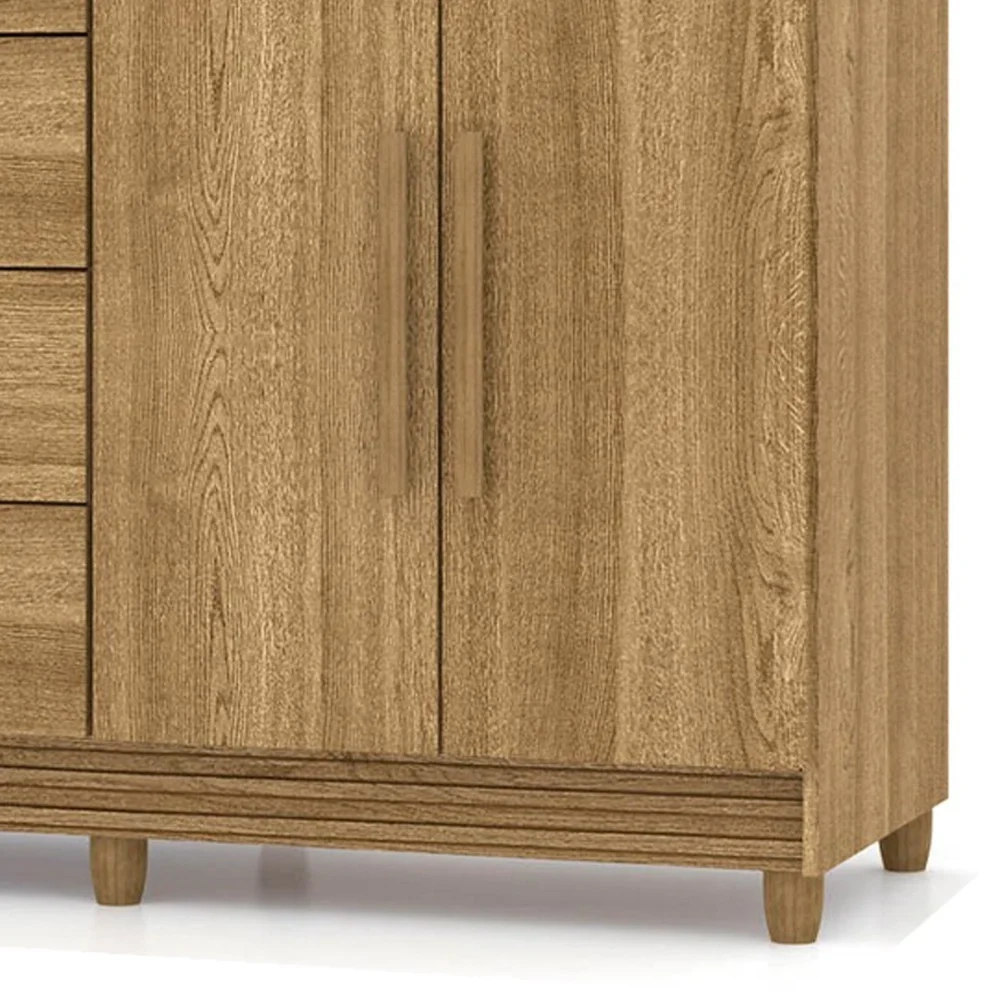 Cômoda para Quarto com Sapateira 2 Portas 4 Gavetas Lírio V02 Nature/Brisa - Mpozenato