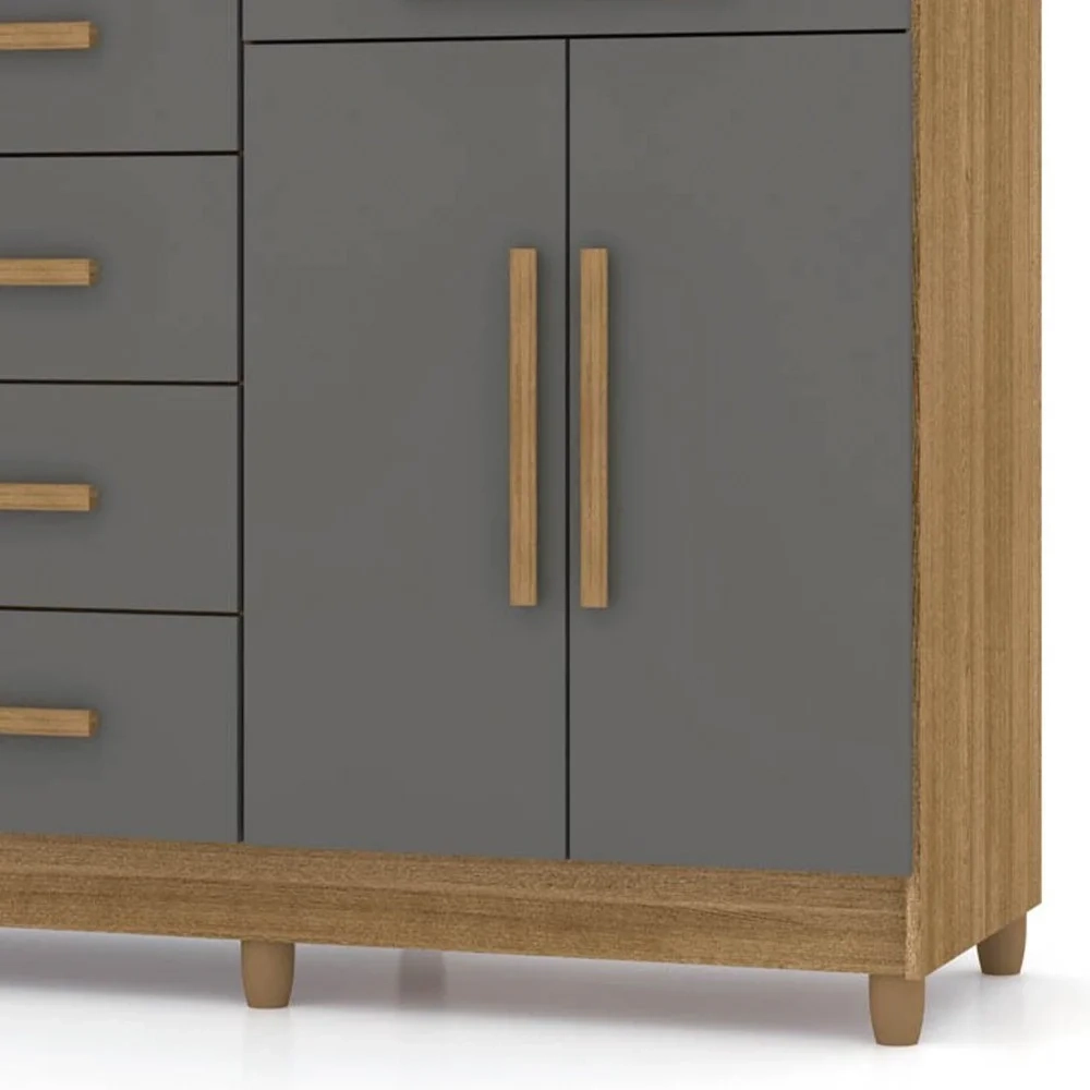 Cômoda para Quarto com Sapateira 2 Portas 4 Gavetas Lírio V02 Nature/Alasca - Mpozenato