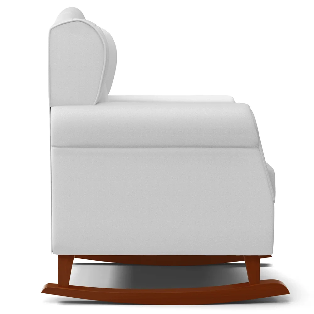 Kit 02 Poltronas Amamentação Base Madeira Balanço Lucy Z39 Sintético Branco - Mpozenato