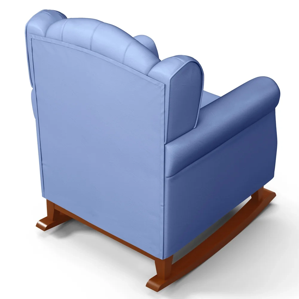 Kit 02 Poltronas Amamentação Base Madeira Balanço Lucy Z39 Sintético Azul - Mpozenato