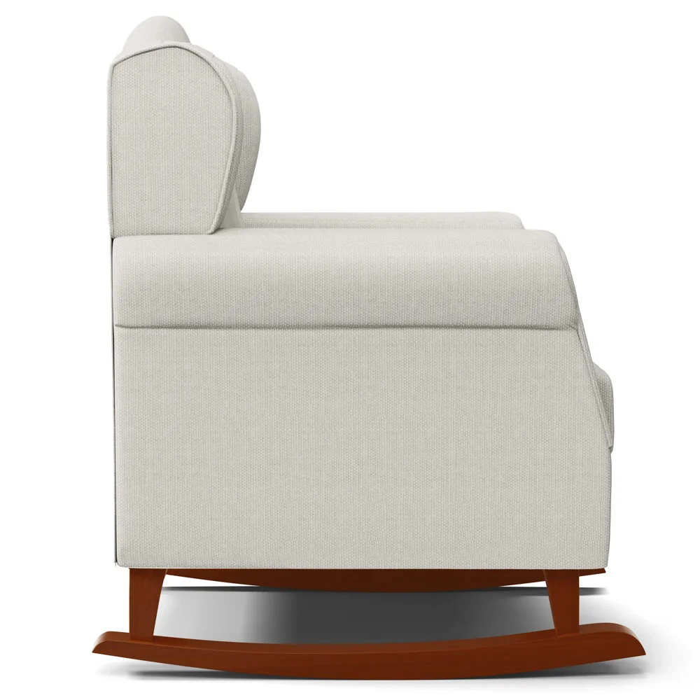 Kit 02 Poltronas Amamentação Base Madeira Balanço Lucy Z39 Linho Off White - Mpozenato