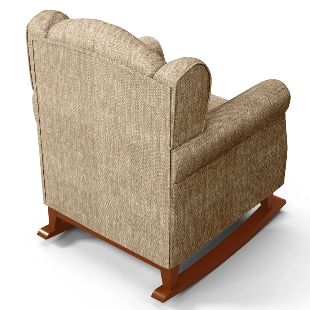 Kit 02 Poltronas Amamentação Base Madeira Balanço Lucy Z39 Linho Bege Escuro - Mpozenato