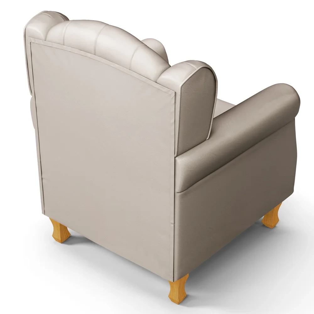 Poltrona de Amamentação com Pés de Madeira Lucy Z39 Sintético Bege - Mpozenato