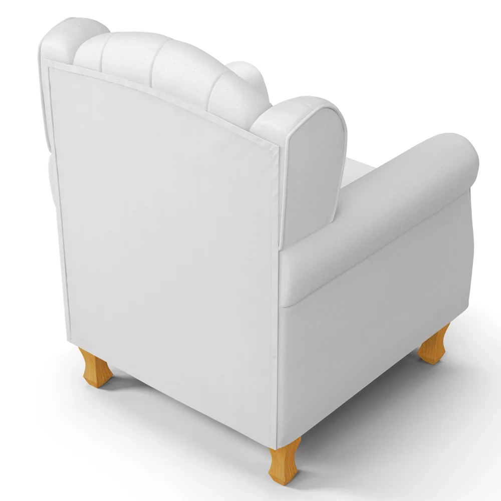 Poltrona de Amamentação com Pés de Madeira Lucy Z39 Sintético Branco - Mpozenato