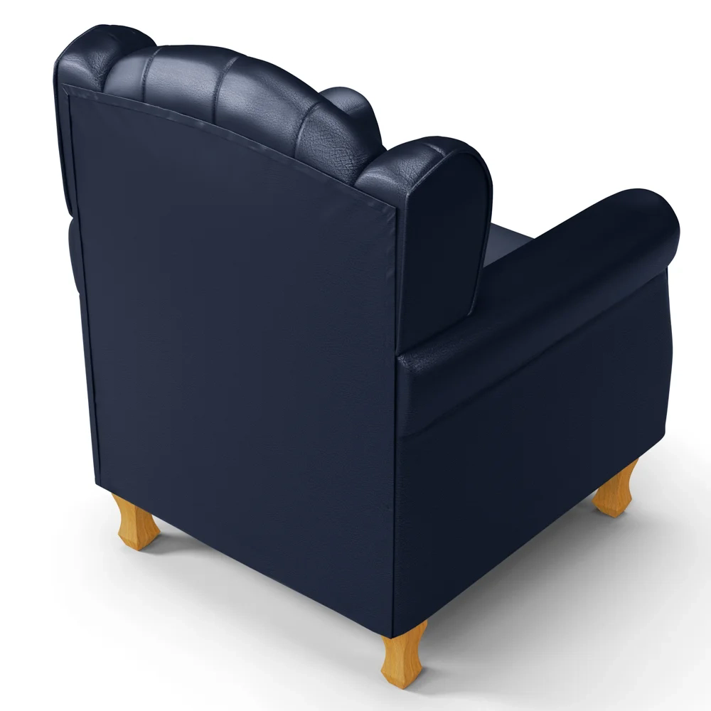 Poltrona de Amamentação com Pés de Madeira Lucy Z39 Sintético Azul Marinho - Mpozenato