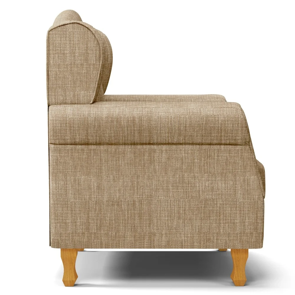 Poltrona de Amamentação com Pés de Madeira Lucy Z39 Linho Bege Escuro - Mpozenato