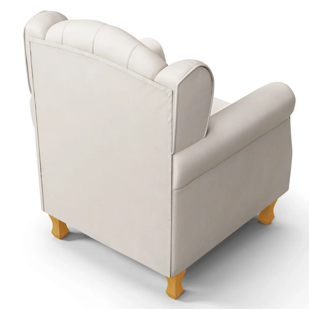 Poltrona de Amamentação com Pés de Madeira Lucy Z39 Suede Bege - Mpozenato