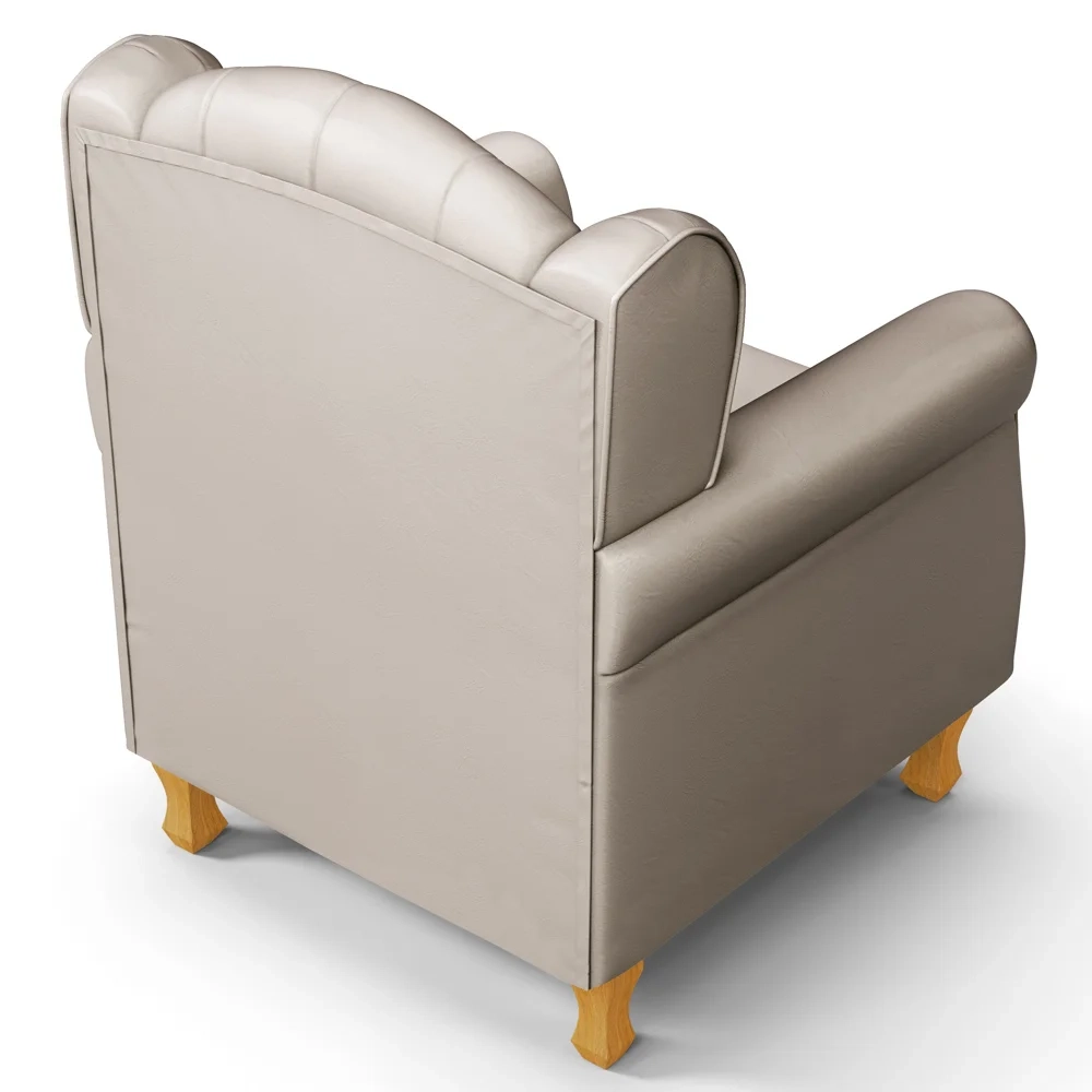 Kit 02 Poltronas de Amamentação Pés Madeira Lucy Z39 Sintético Bege - Mpozenato