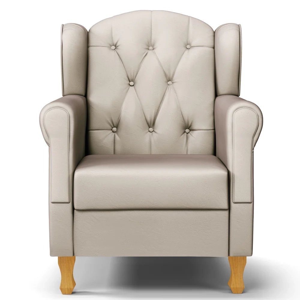 Kit 02 Poltronas de Amamentação Pés Madeira Lucy Z39 Sintético Bege - Mpozenato