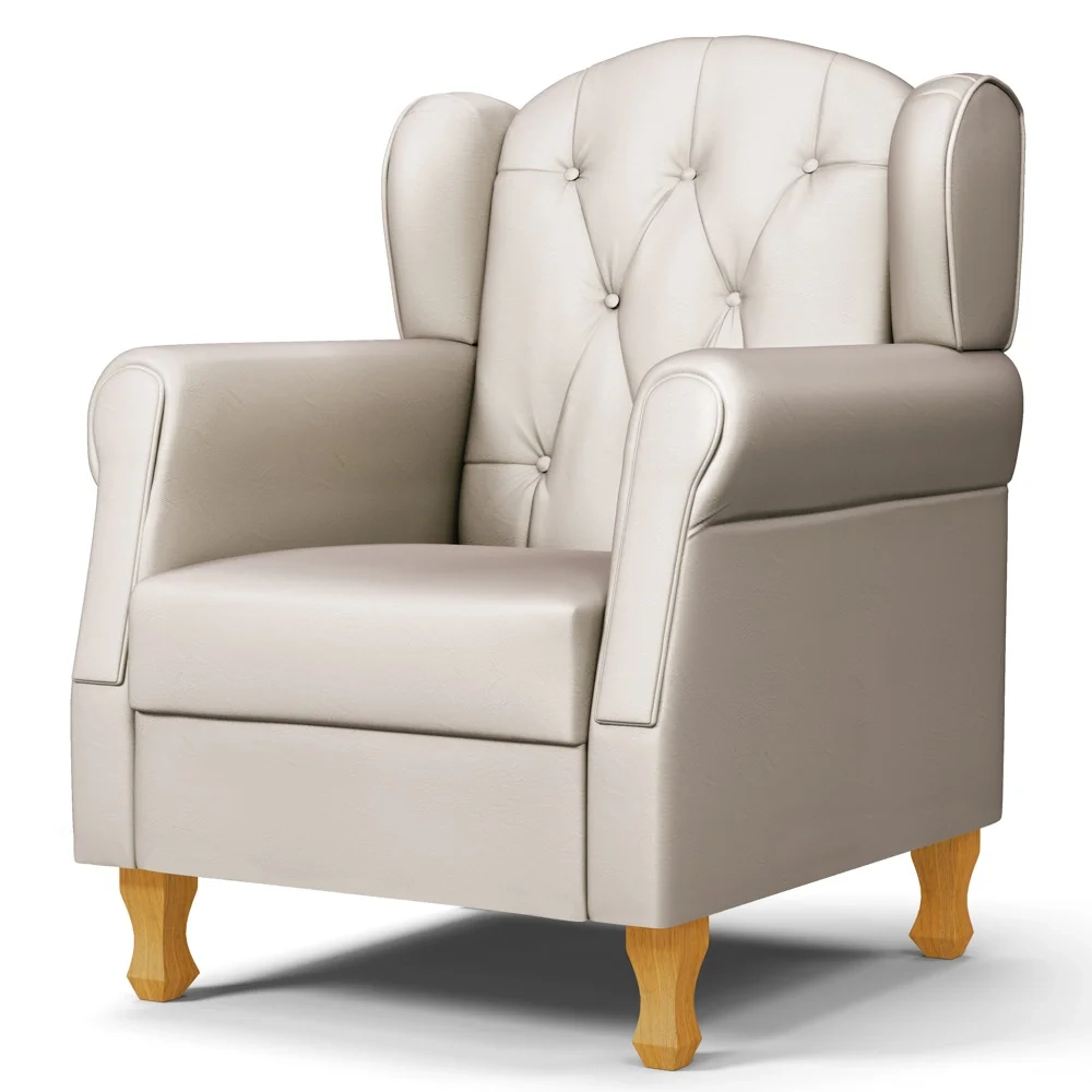 Kit 02 Poltronas de Amamentação Pés Madeira Lucy Z39 Sintético Bege - Mpozenato