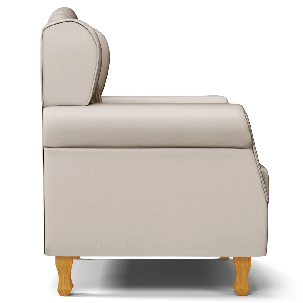 Kit 02 Poltronas de Amamentação Pés Madeira Lucy Z39 Sintético Bege - Mpozenato