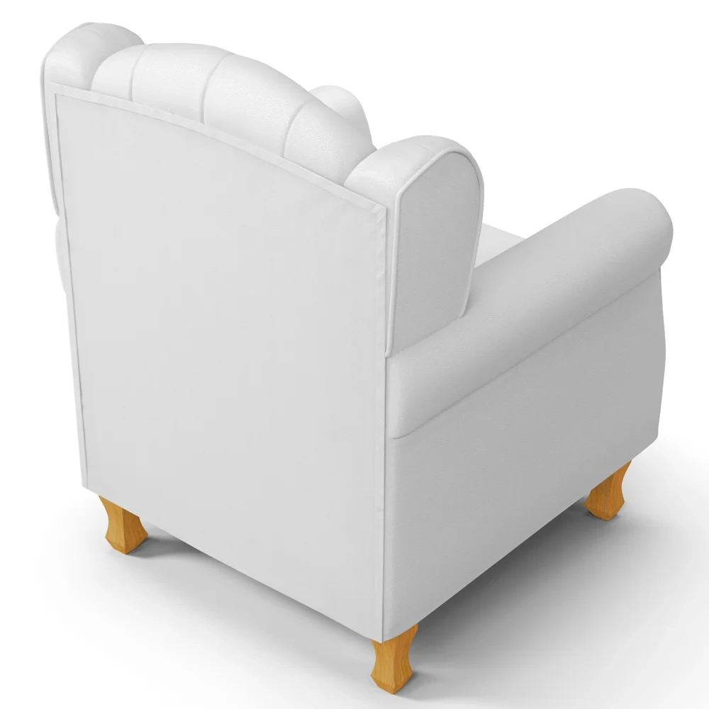 Kit 02 Poltronas de Amamentação Pés Madeira Lucy Z39 Sintético Branco - Mpozenato