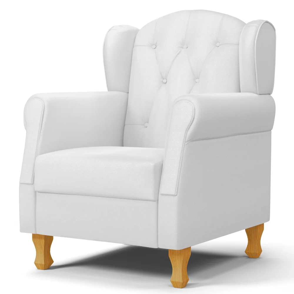 Kit 02 Poltronas de Amamentação Pés Madeira Lucy Z39 Sintético Branco - Mpozenato