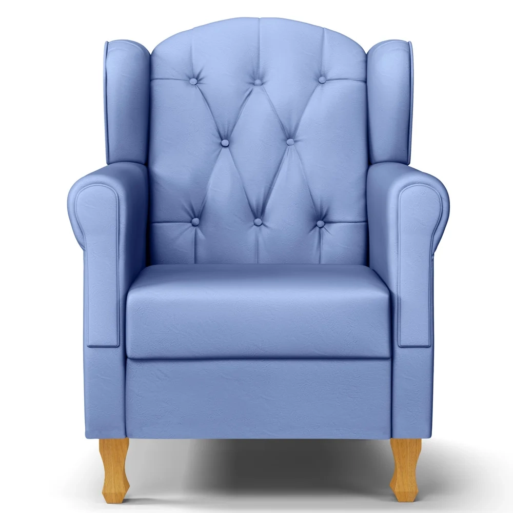 Kit 02 Poltronas de Amamentação Pés Madeira Lucy Z39 Sintético Azul - Mpozenato