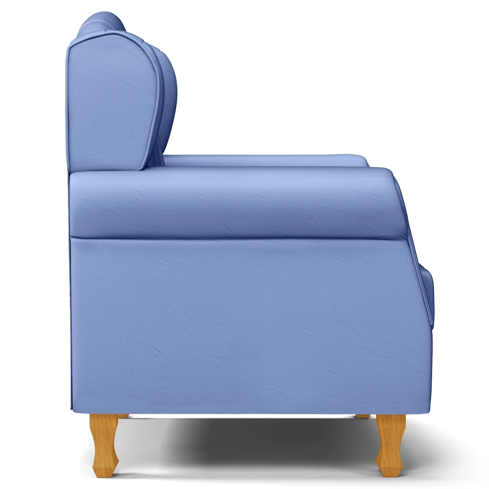 Kit 02 Poltronas de Amamentação Pés Madeira Lucy Z39 Sintético Azul - Mpozenato