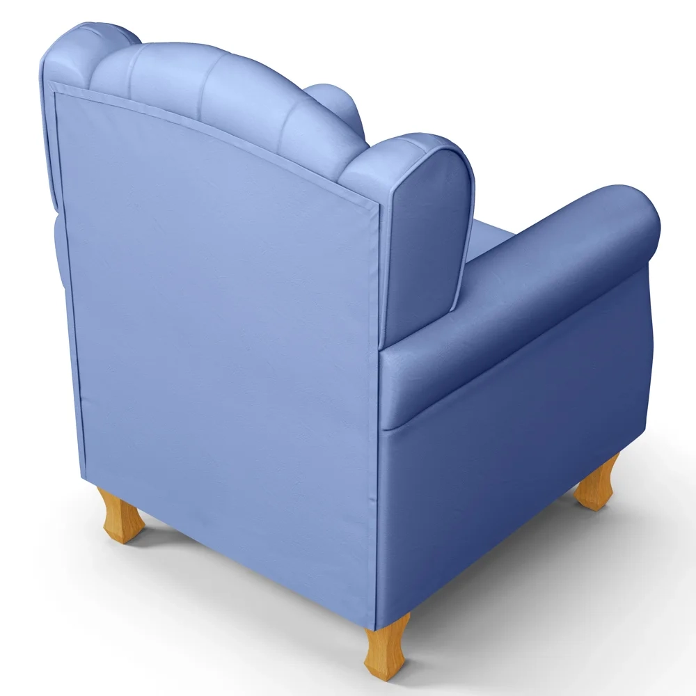 Kit 02 Poltronas de Amamentação Pés Madeira Lucy Z39 Sintético Azul - Mpozenato