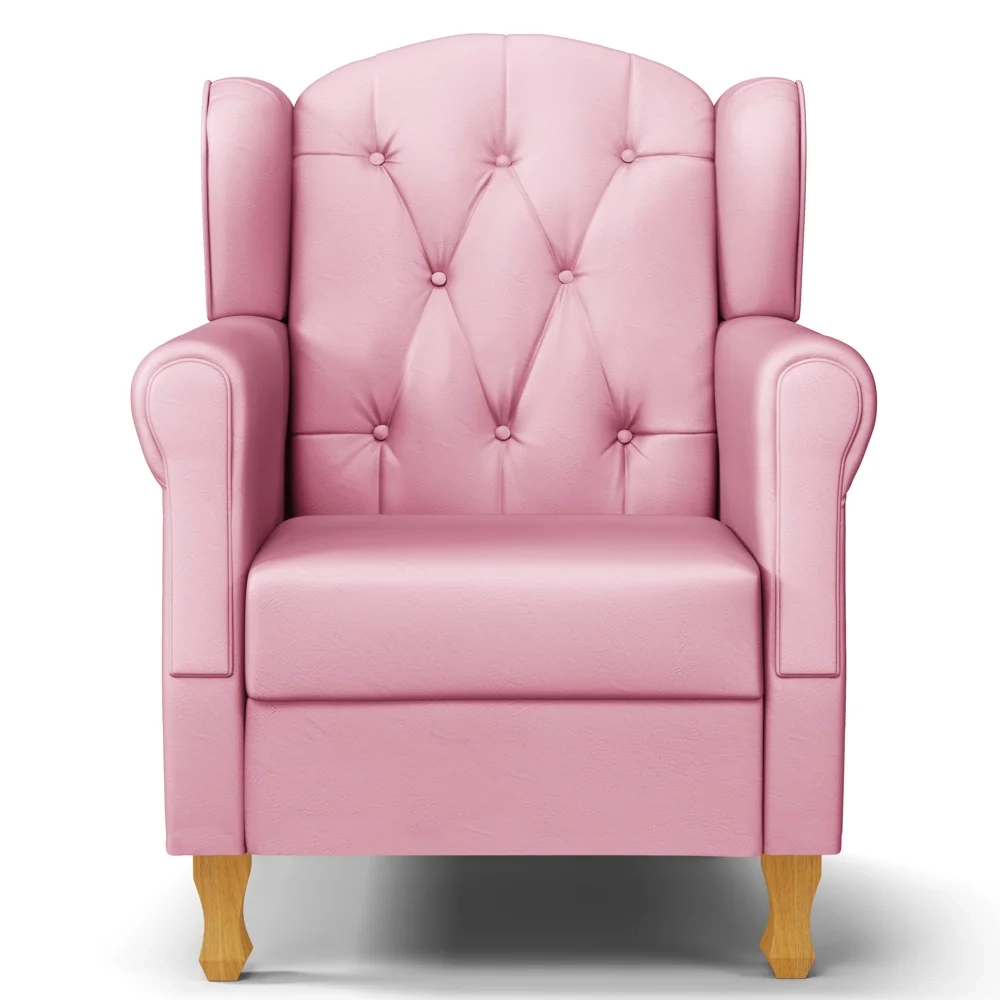 Kit 02 Poltronas de Amamentação Pés Madeira Lucy Z39 Sintético Rosa - Mpozenato