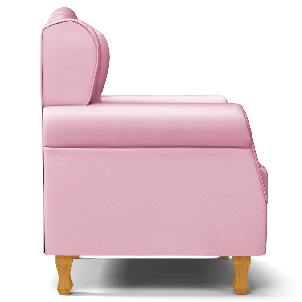 Kit 02 Poltronas de Amamentação Pés Madeira Lucy Z39 Sintético Rosa - Mpozenato