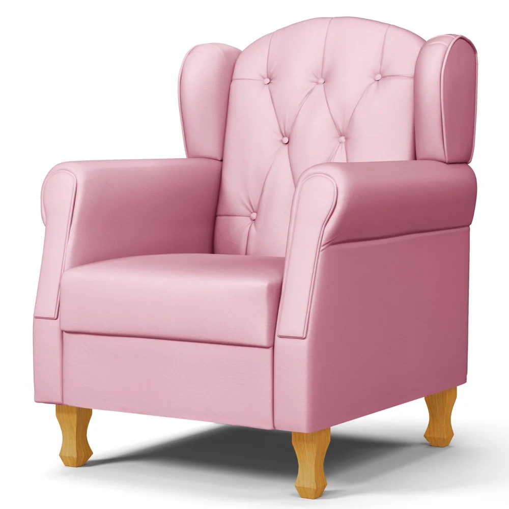 Kit 02 Poltronas de Amamentação Pés Madeira Lucy Z39 Sintético Rosa - Mpozenato