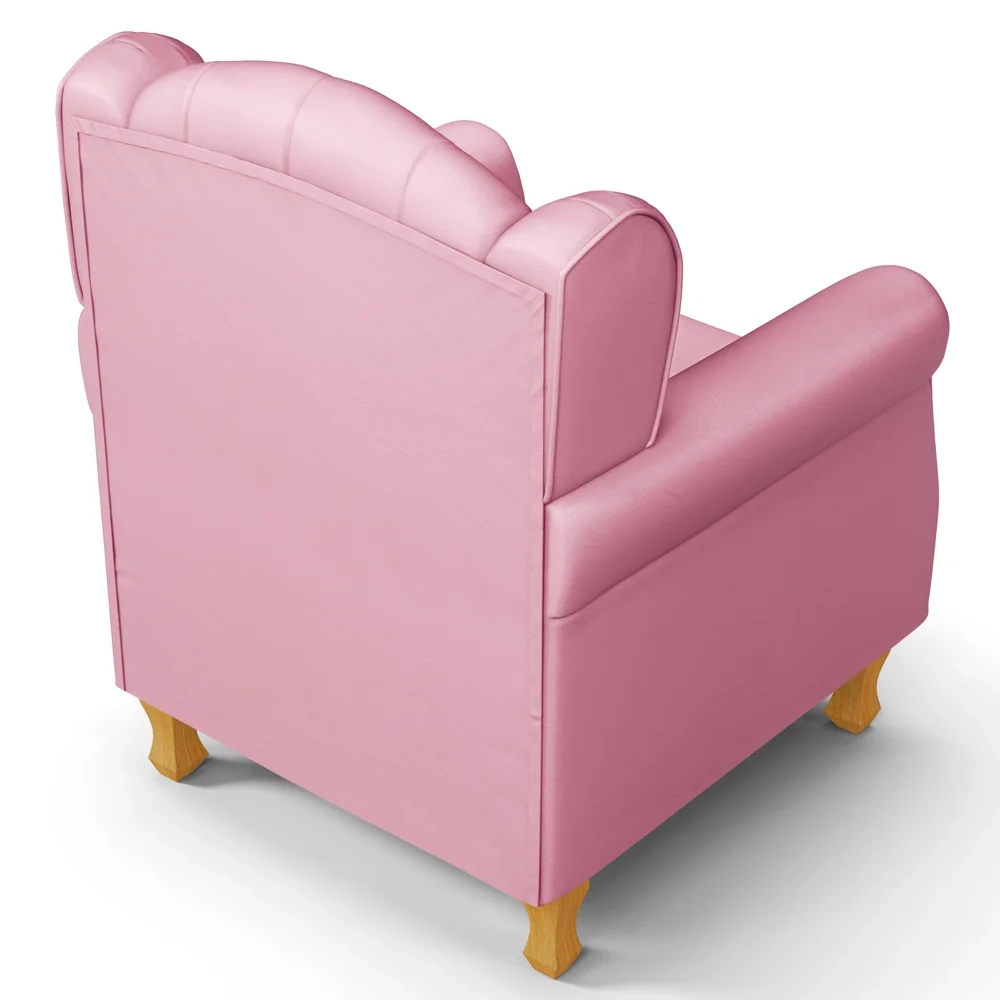 Kit 02 Poltronas de Amamentação Pés Madeira Lucy Z39 Sintético Rosa - Mpozenato