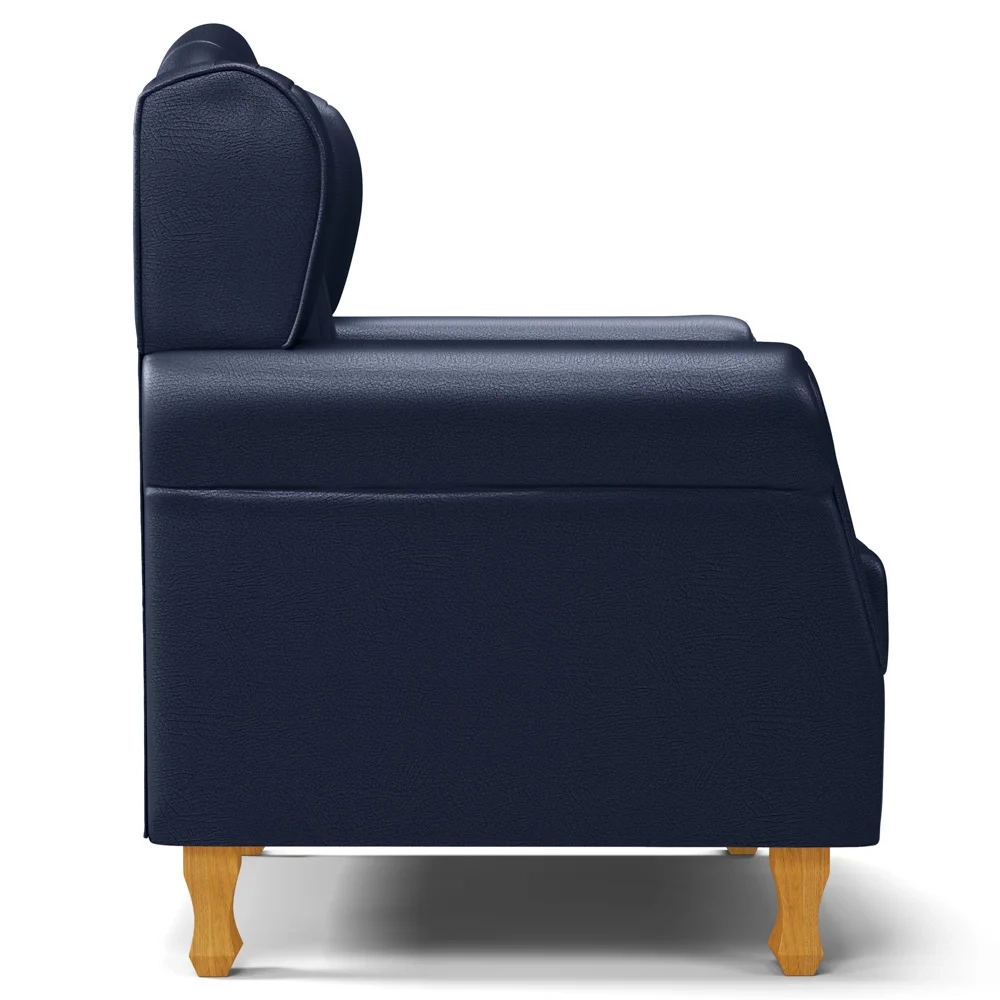 Kit 02 Poltronas de Amamentação Pés Madeira Lucy Z39 Sintético Azul Marinho - Mpozenato