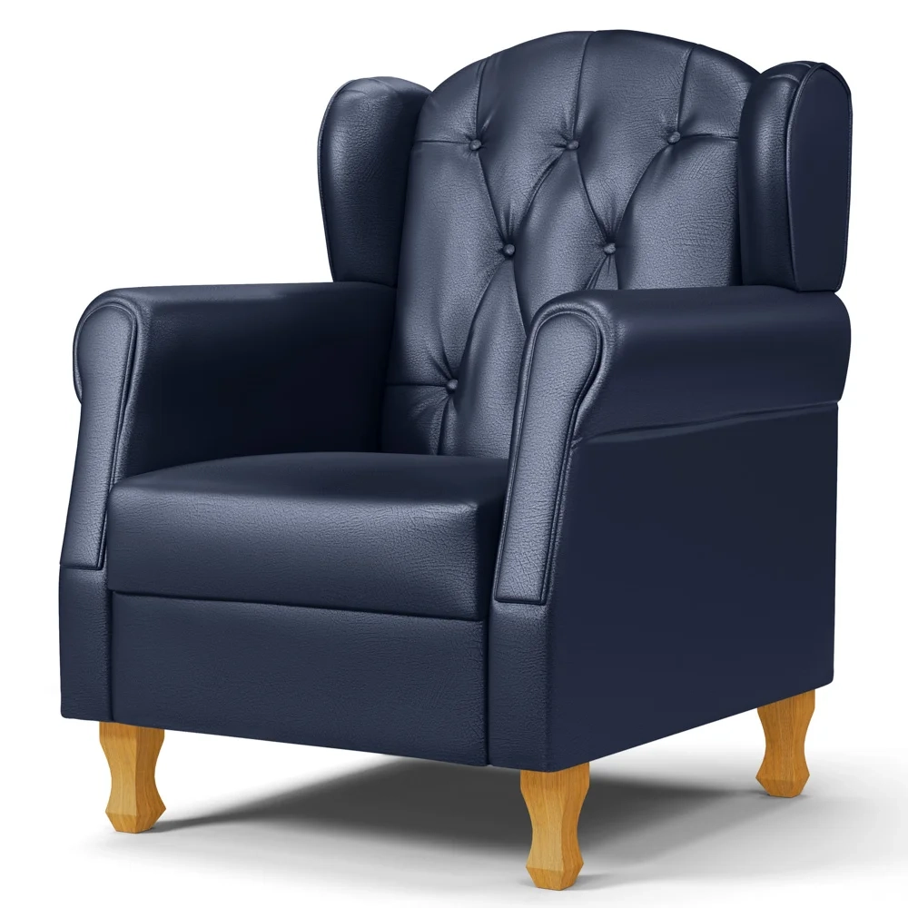 Kit 02 Poltronas de Amamentação Pés Madeira Lucy Z39 Sintético Azul Marinho - Mpozenato