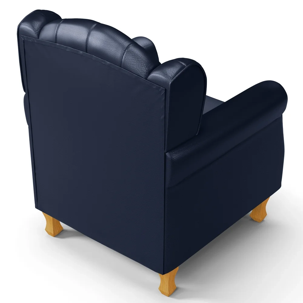 Kit 02 Poltronas de Amamentação Pés Madeira Lucy Z39 Sintético Azul Marinho - Mpozenato