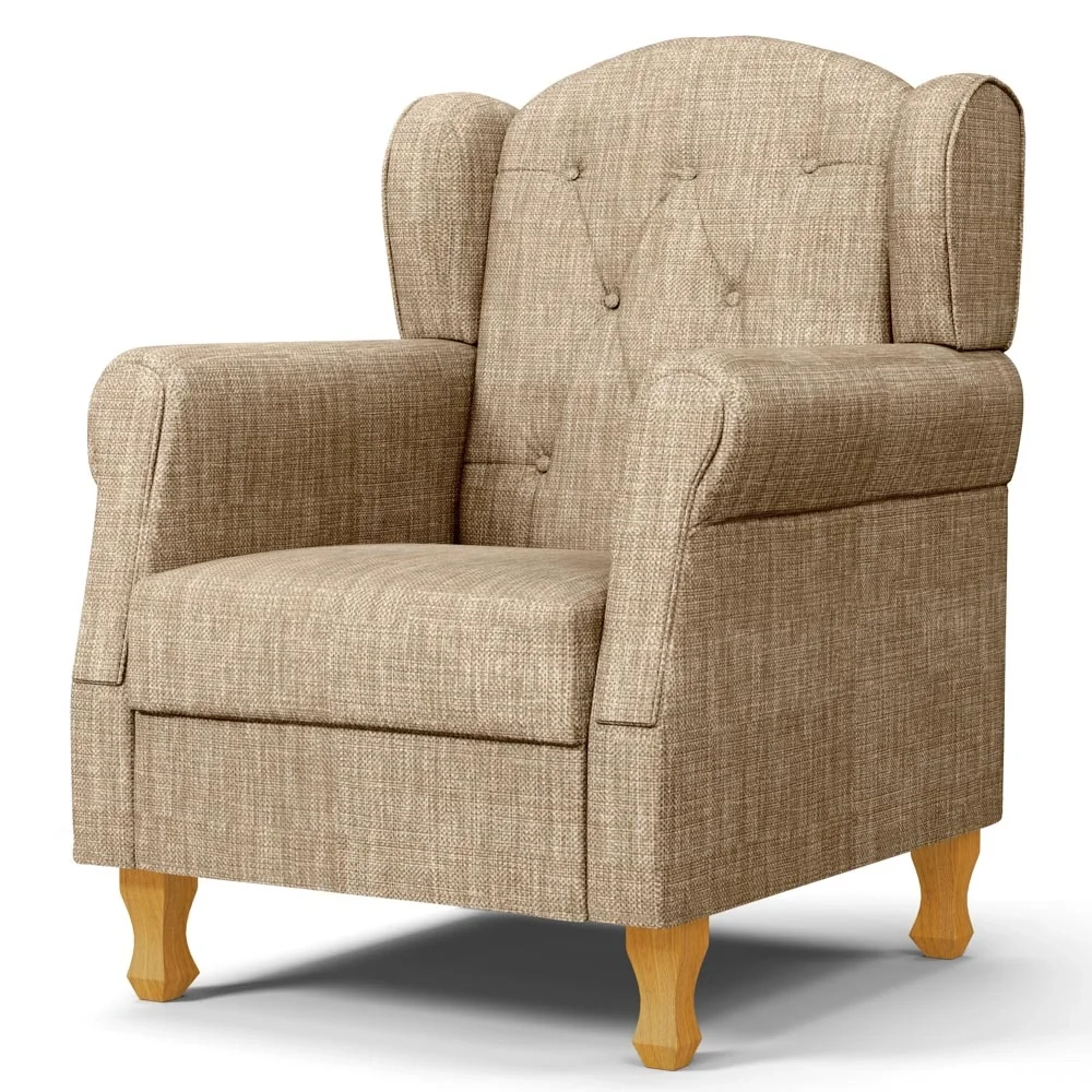 Kit 02 Poltronas de Amamentação Pés Madeira Lucy Z39 Linho Bege Escuro - Mpozenato