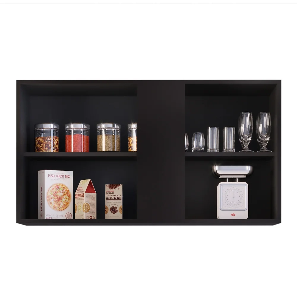 Armário Aéreo Indiana e Balcão Gabinete 100cm com Pia Inox Luziania Preto - Lumil