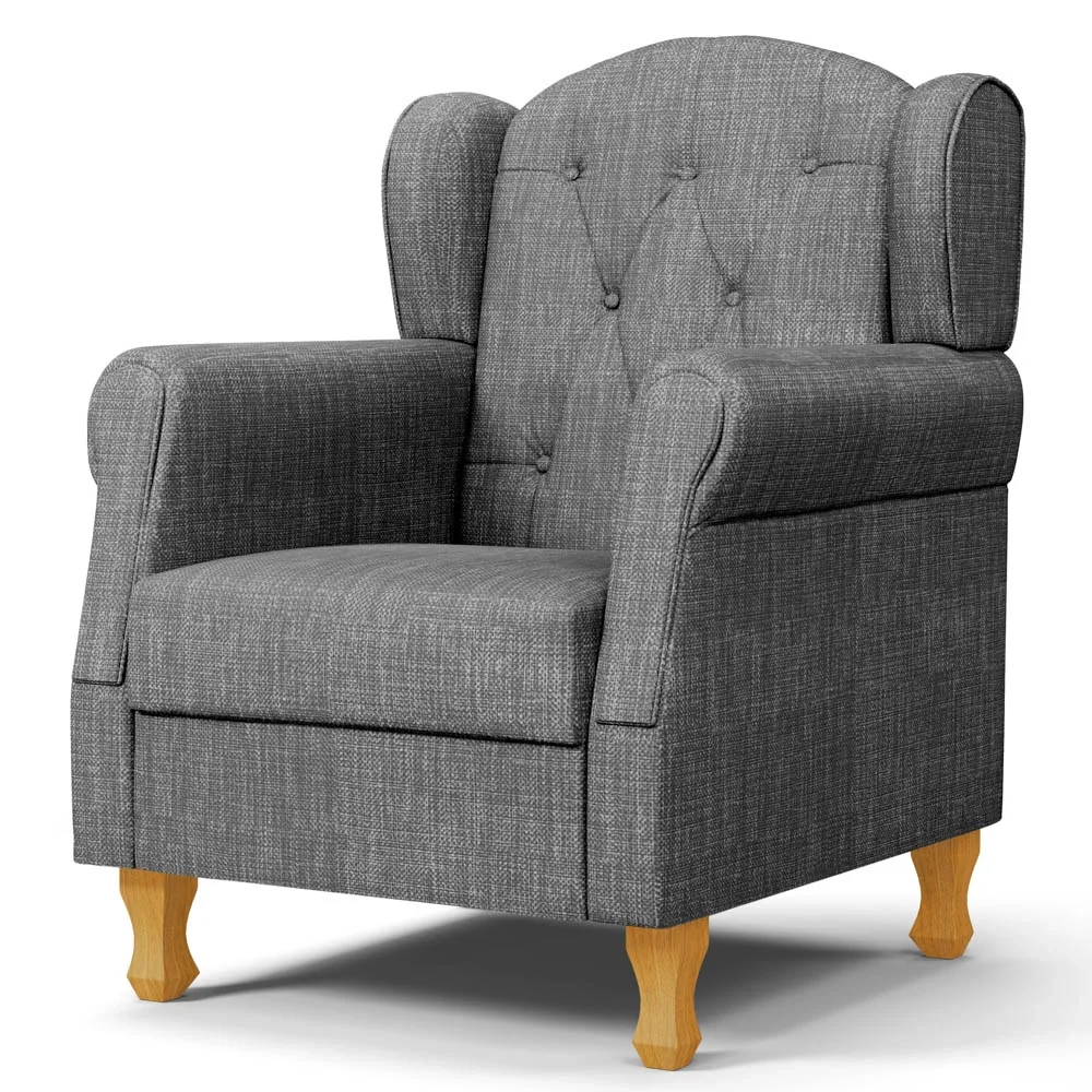 Kit 02 Poltronas de Amamentação Pés Madeira Lucy Z39 Linho Cinza Escuro - Mpozenato